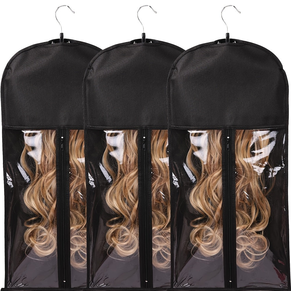 Wig Storage Bag And Hanger For Multiple Wigs Dustproof Easy Wigs Organizer PVC Bag With Zipper